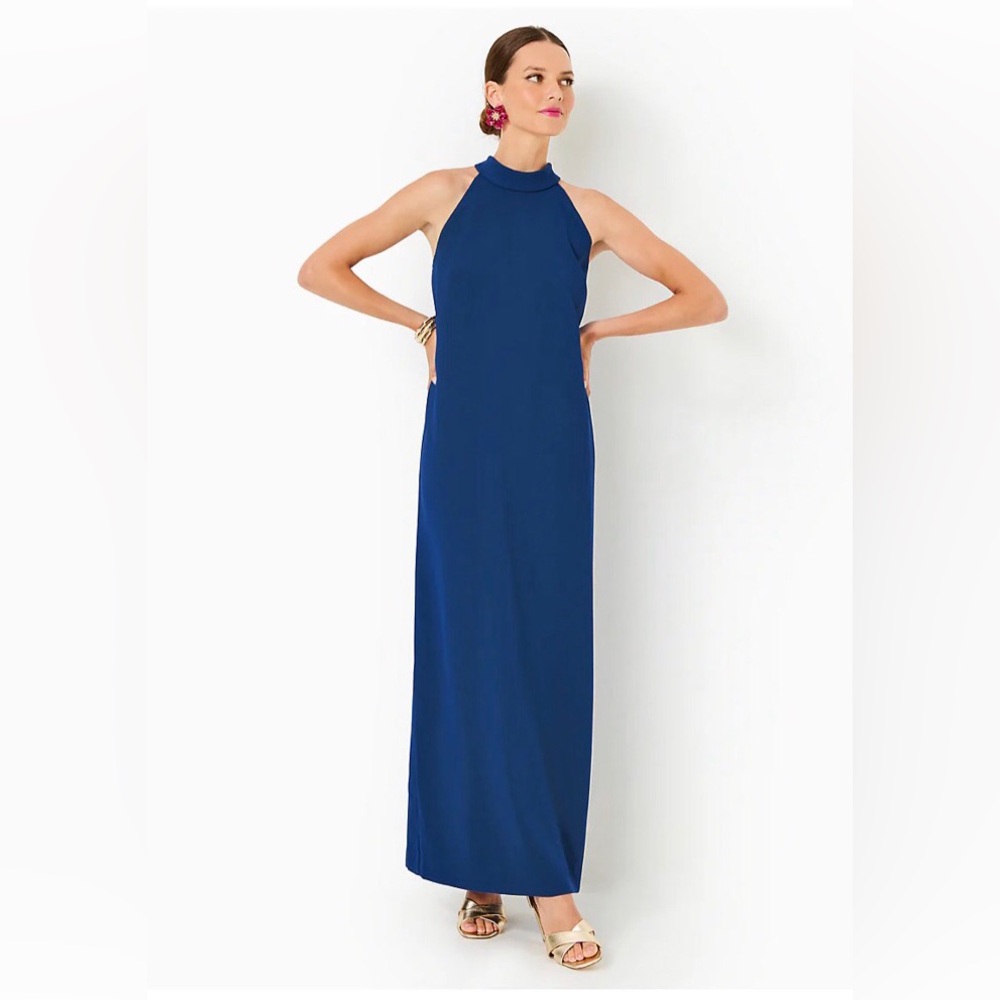NWT Lilly Pulitzer Medium Blue Alaric Maxi Dress Size 10